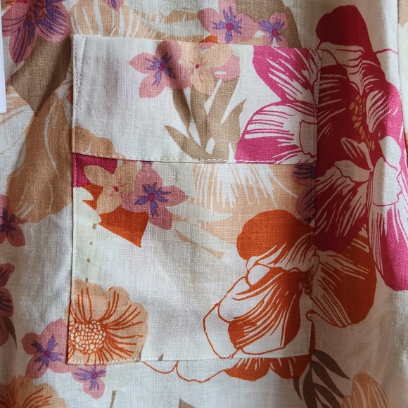 WAYF‎ NWT Pink Tropical Floral Button Shirt Linen Blend Women's M - Picture 8 of 12